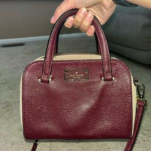 Kate Spade 2 toned Maroon leather crossbody purse